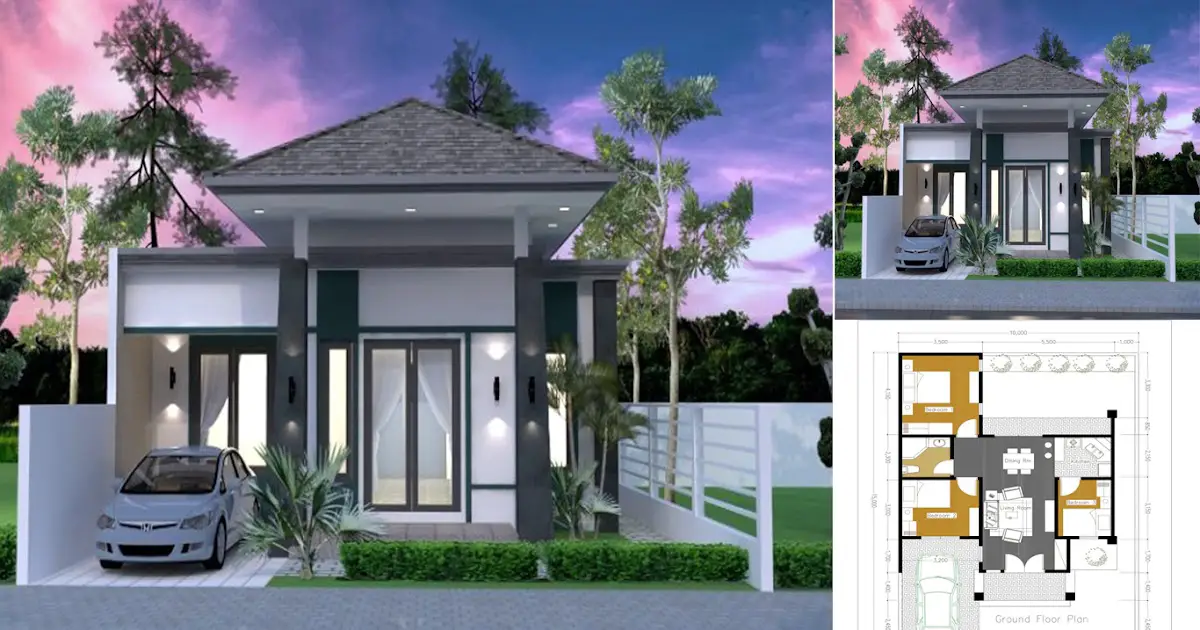 10 x 15 M Modern Small House Design With 3 Bedroom + Floor Plan ~ Homlovely.com