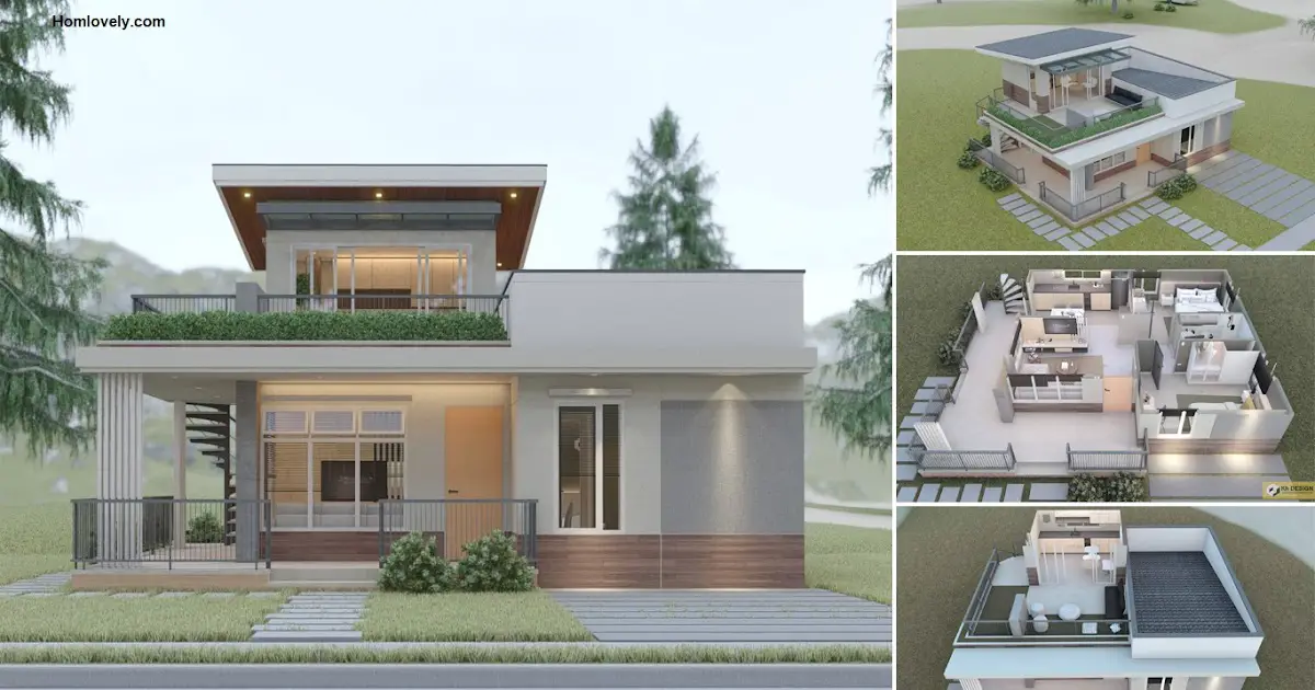 10 x 8 m Simple House Design with Deck + Estimated Cost ~ Homlovely.com