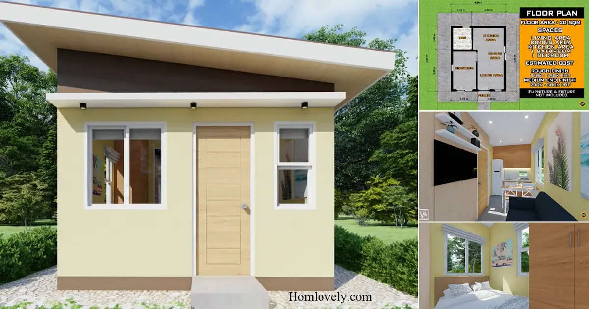 100K Budget Tiny House Design In 20 SQM With Full Plan + Estimated Cost ~ Homlovely.com