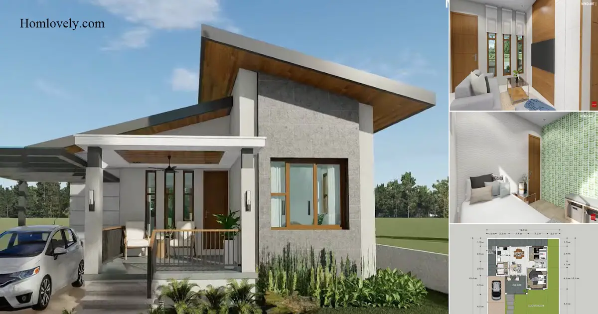 12 x 15 M Modern Small House Design With 3 Bedrooms + Floor Plan ~ Homlovely.com
