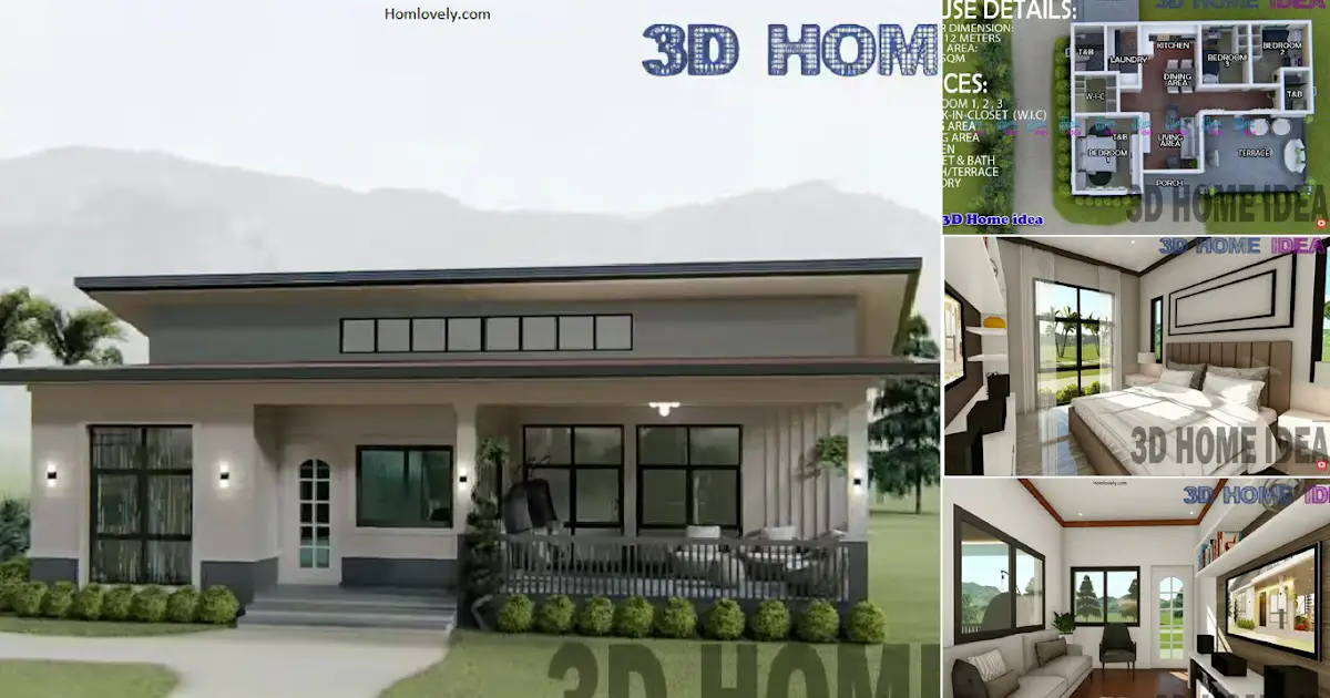12 x 8.5 M House Design with 3 BEDROOMS ( Floor plan) ~ Homlovely.com
