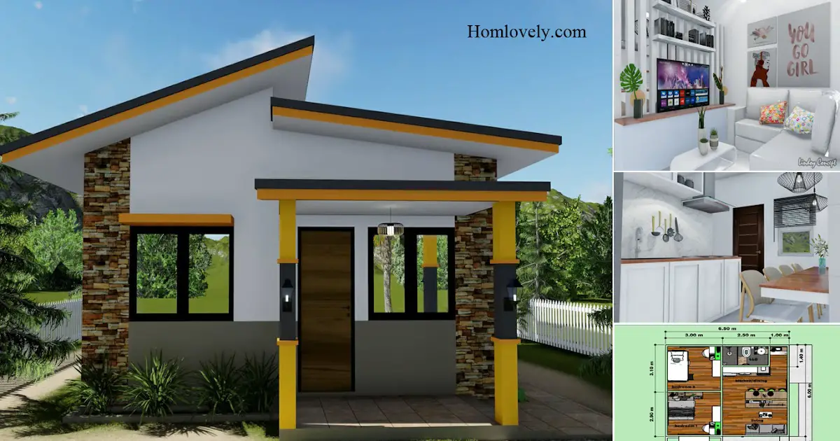 2 Bedroom Absolutely Small House Design Plan In 6 x 6.5 Meters ~ Homlovely.com