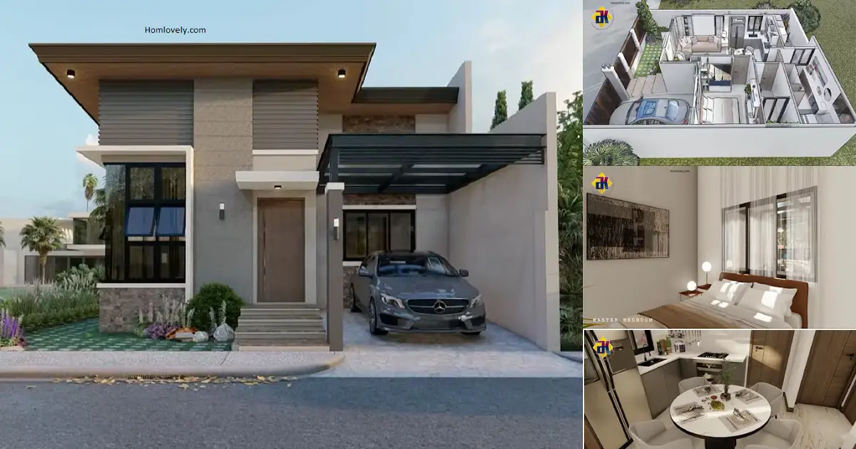 2-Bedroom Bungalow House Design in 60 SQM ~ Homlovely.com