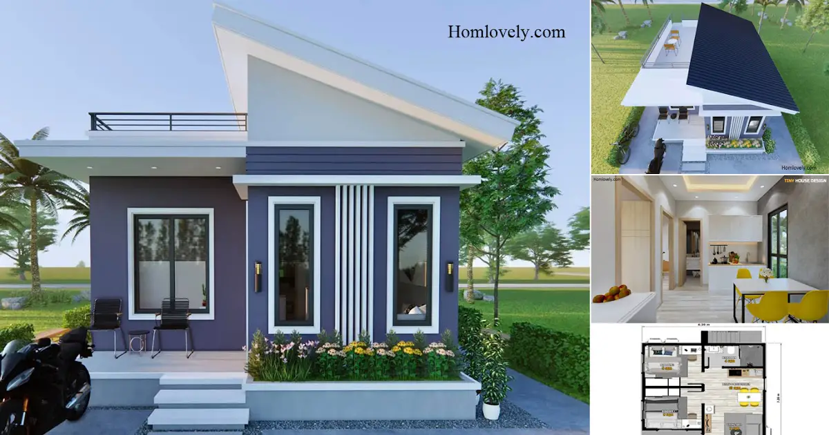 2 Bedroom + Roof Deck Minimalist Blue Small House Design (6 x 7 M) ~ Homlovely.com
