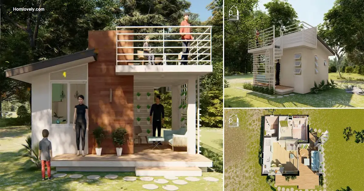 20 Sqm One Storey Small House Design with Stylish Roof Deck ~ Homlovely.com