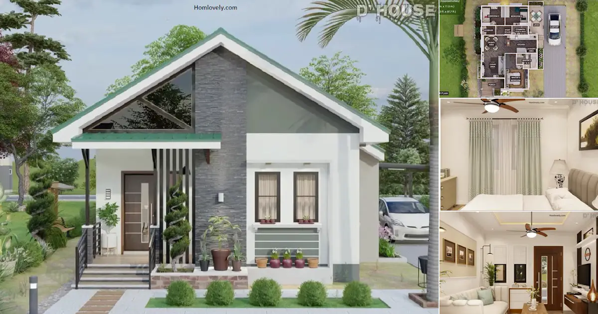 3 BEDROOMS Bungalow House Design in 89 sqm ~ Homlovely.com