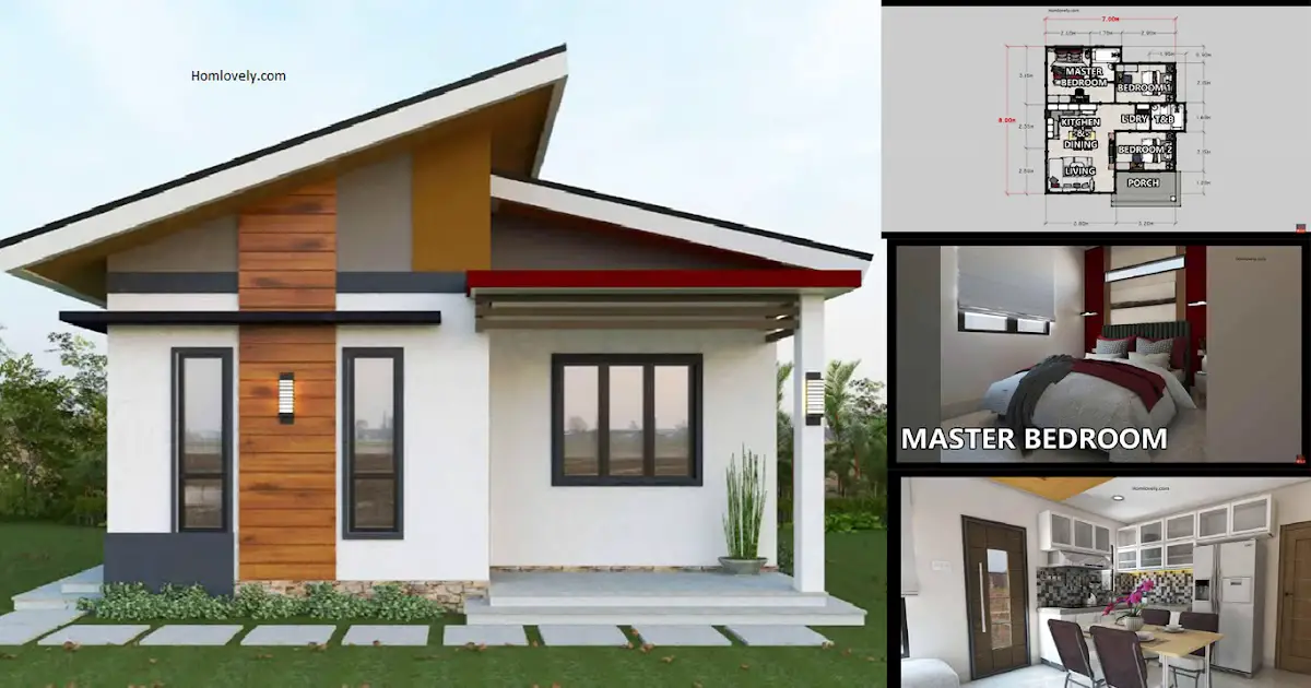 3-Bedroom Small House Design in 7 x 8 m ~ Homlovely.com