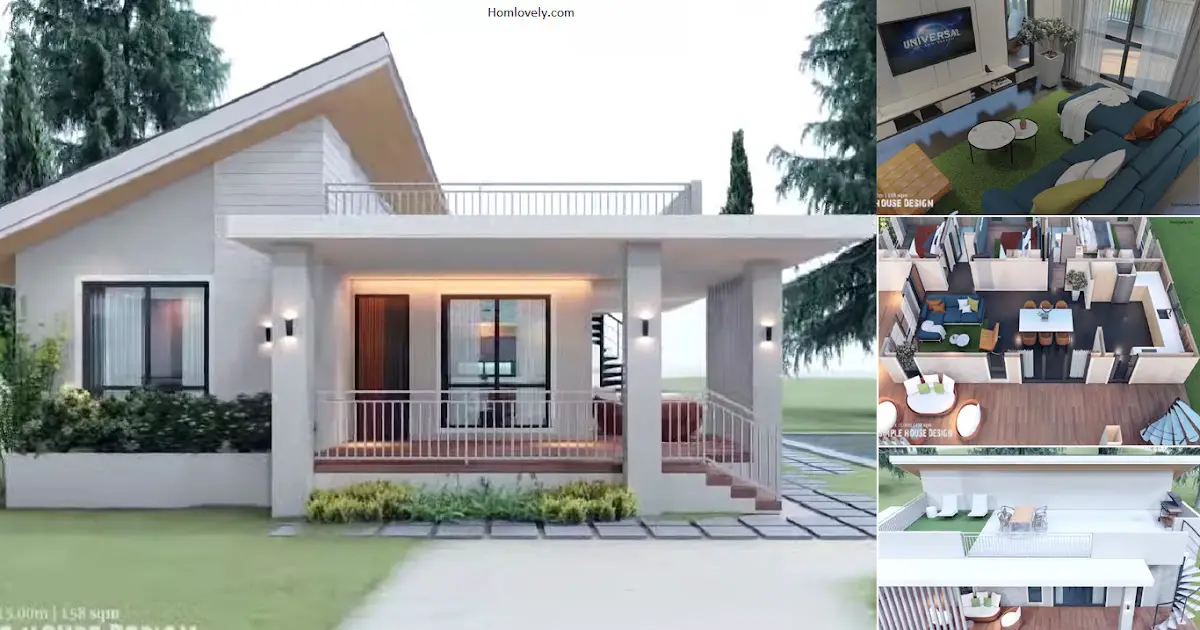 3-Bedrooms Alluring House Design with Roof Deck ~ Homlovely.com
