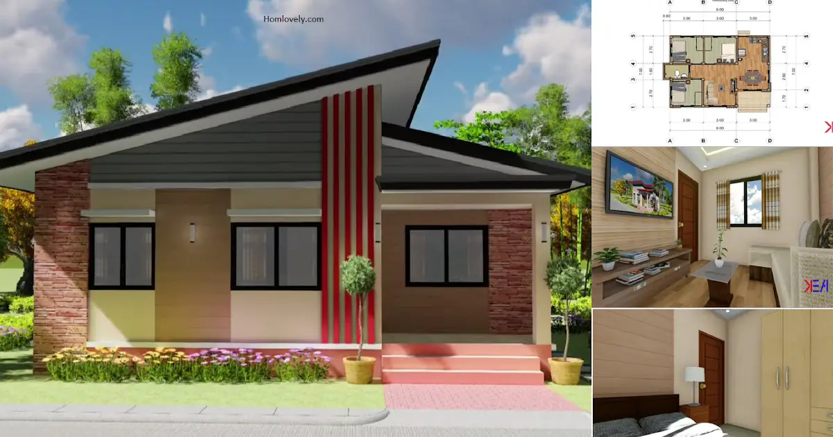 3-Bedrooms Small Bungalow House Design ~ Homlovely.com