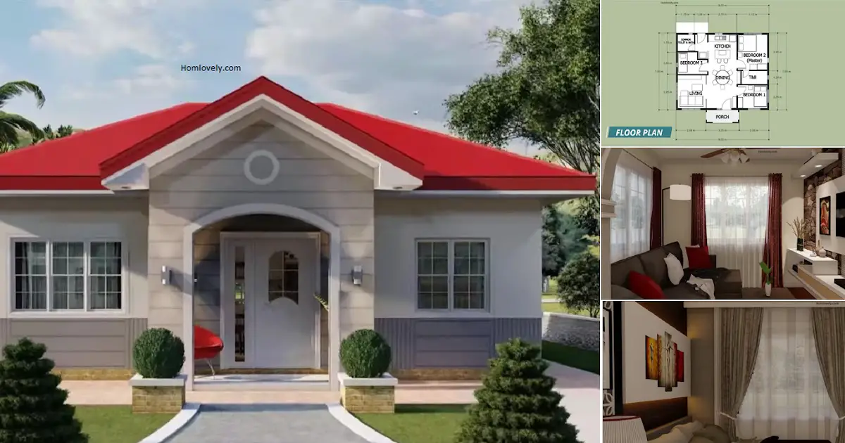 3 Bedrooms in 63 sqm Small House Design ~ Homlovely.com