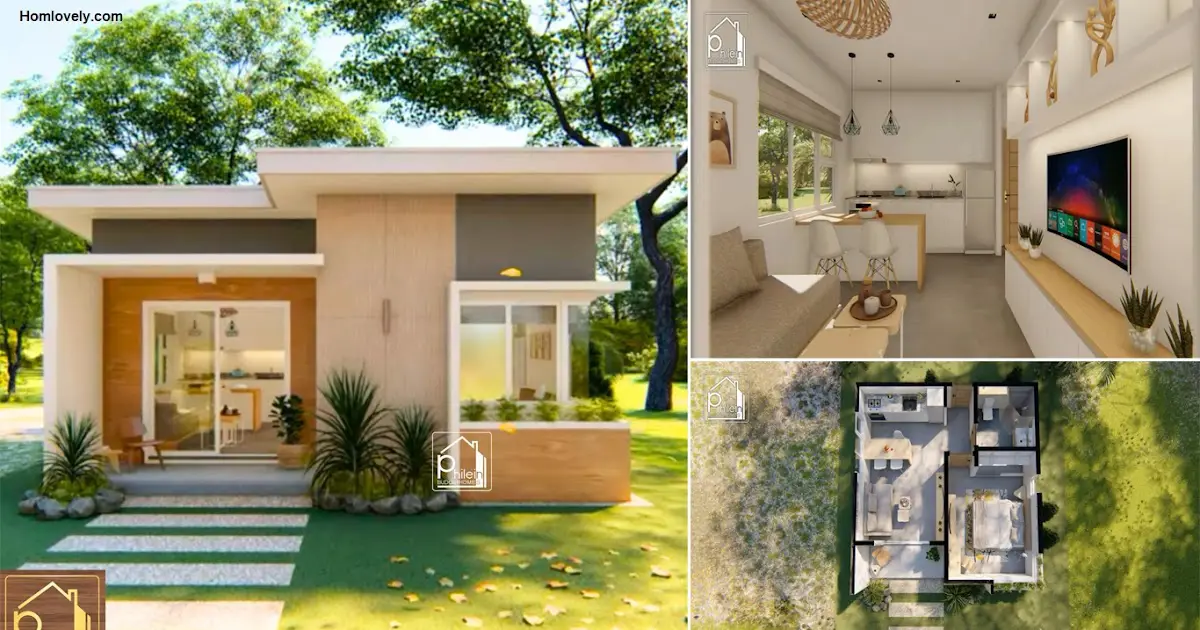 38.5 Sqm Low Budget Small House Design with Stylish Look ~ Homlovely.com