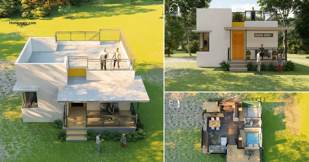 45 Sqm Box Type House Design with Roofdeck (Perfect Design for Growing House) ~ Homlovely.com