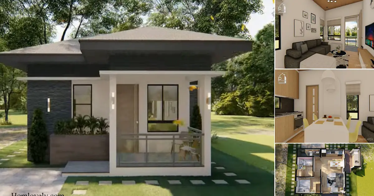 48 SQM Pretty Small House Design With 2 Bedrooms ~ Homlovely.com