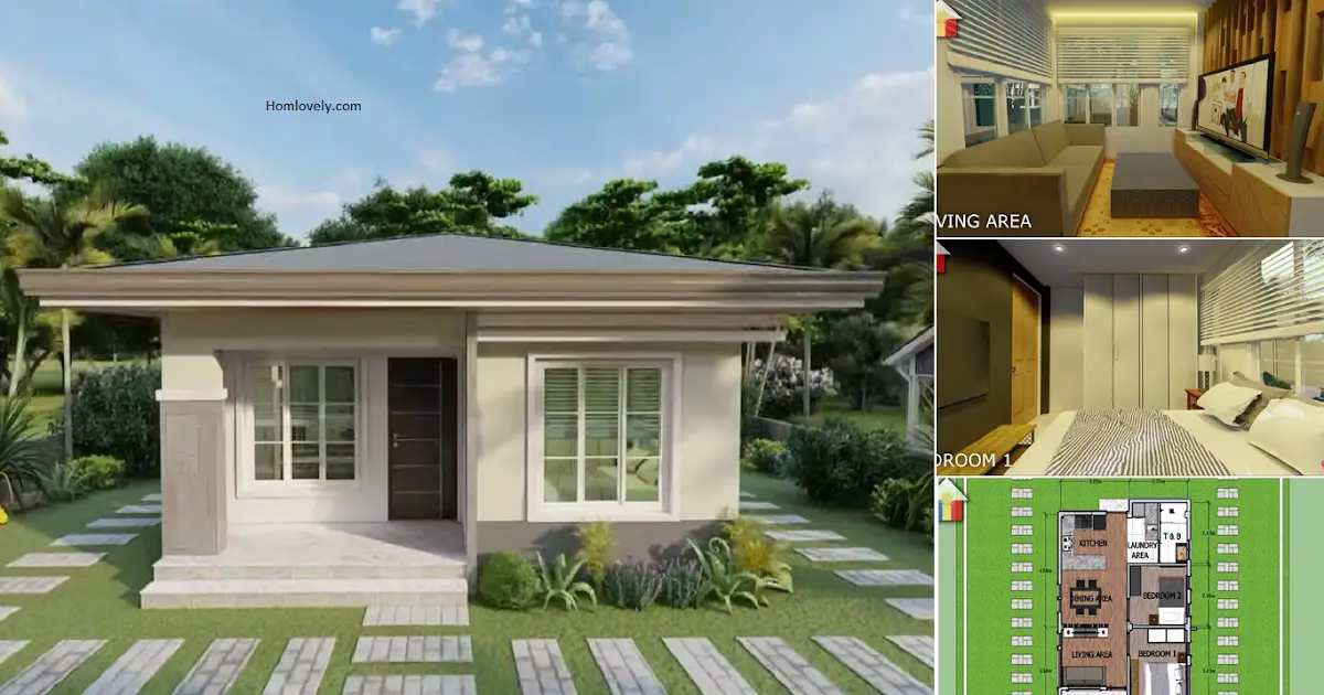 48 sqm House Design with 2 BEDROOMS ~ Homlovely.com
