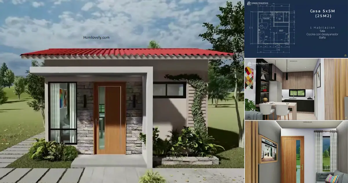 5 X 5 m Super Tiny House Design with Floor Plan ~ Homlovely.com
