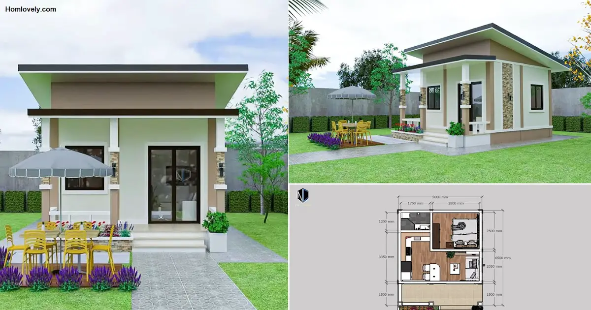 5 x 6.5m ( 32.5 sqm) Tiny House Design Idea for Low Budget ~ Homlovely.com