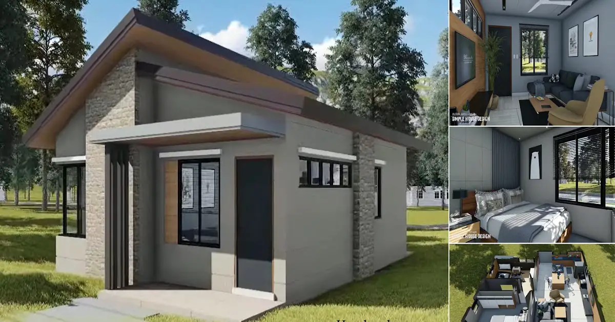 55 SQM Simple But Comfort Small House Design With 2 Bedroom + Floor Plan ~ Homlovely.com