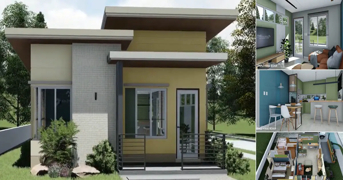 55 SQM Simple Small House Design With 2 Bedroom + Shed Roof ~ Homlovely.com