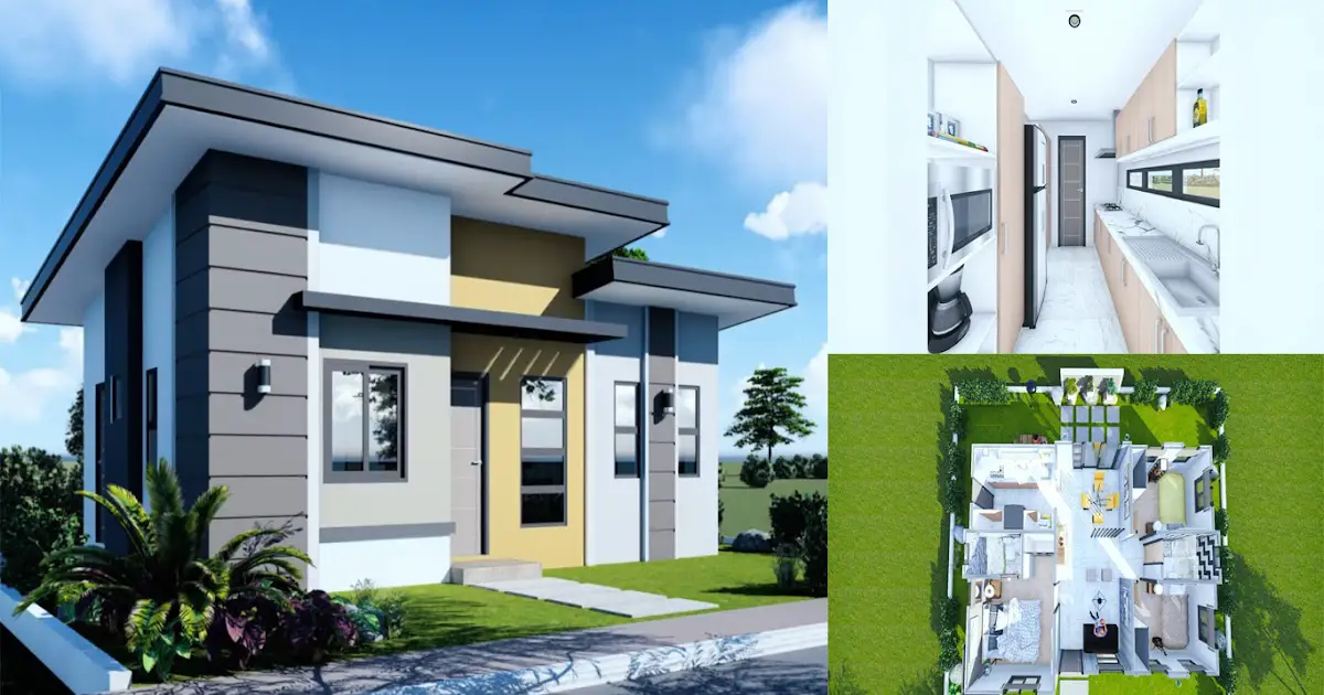 56 Sqm Eye-Catching Modern Small House Design with 3 Bedroom ~ Homlovely.com