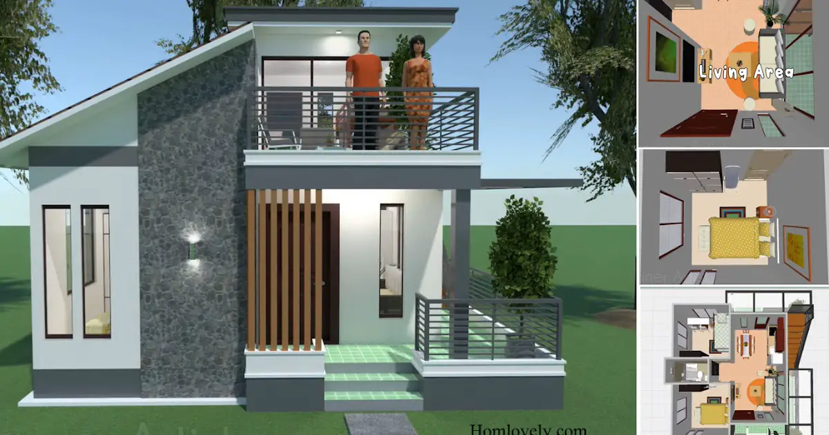 58 SQM Small House Design With 2 Bedroom + House Plan Details ~ Homlovely.com