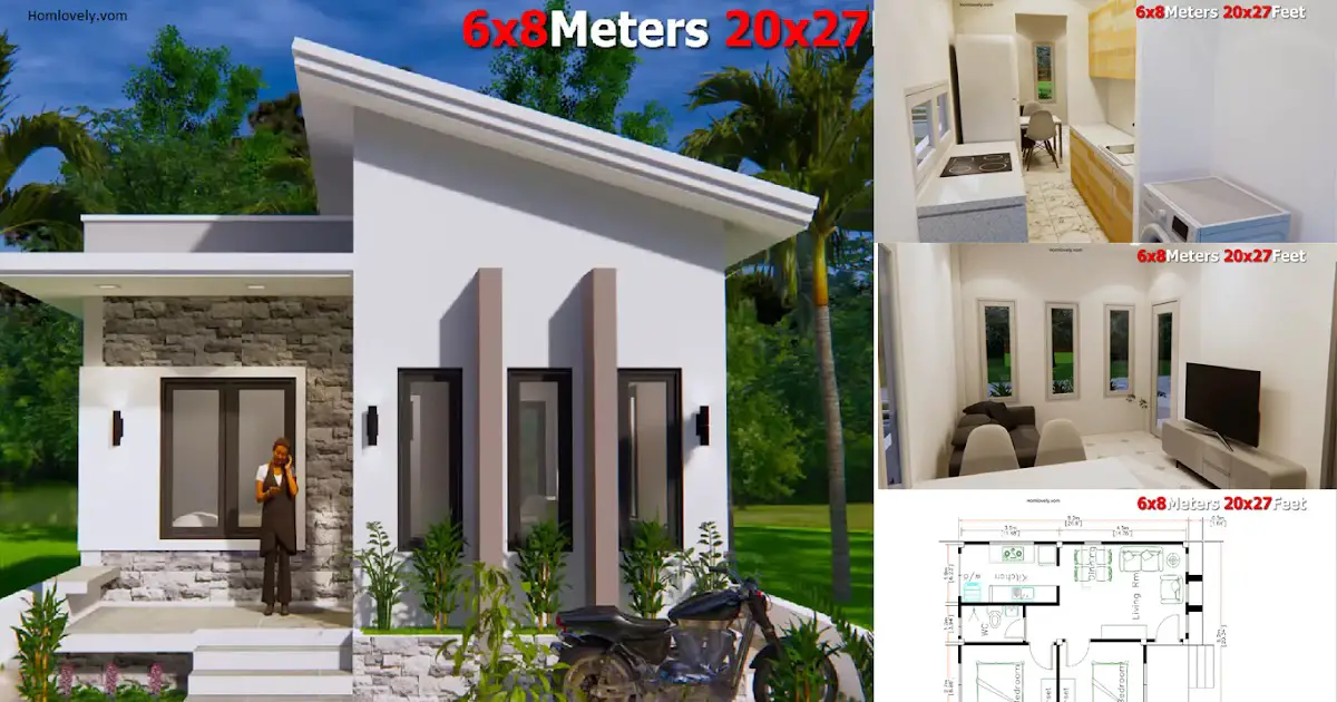 6 X 8 M Small House Design with Shed Roof ~ Homlovely.com