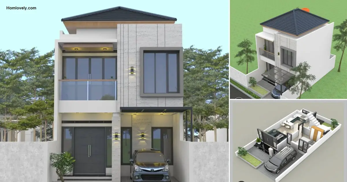 6 x 12 M Two-Storey House Design with 3 Bedroom ~ Homlovely.com