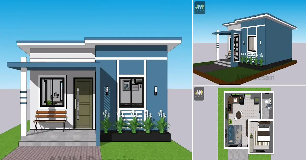 6 x 5 M Cheap Small House Design Idea with Shed Roof ~ Homlovely.com