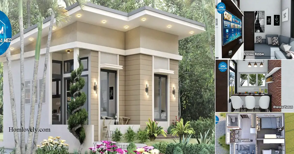 6 x 6 M Beautifully Small House Design With 2 Bedrooms ~ Homlovely.com