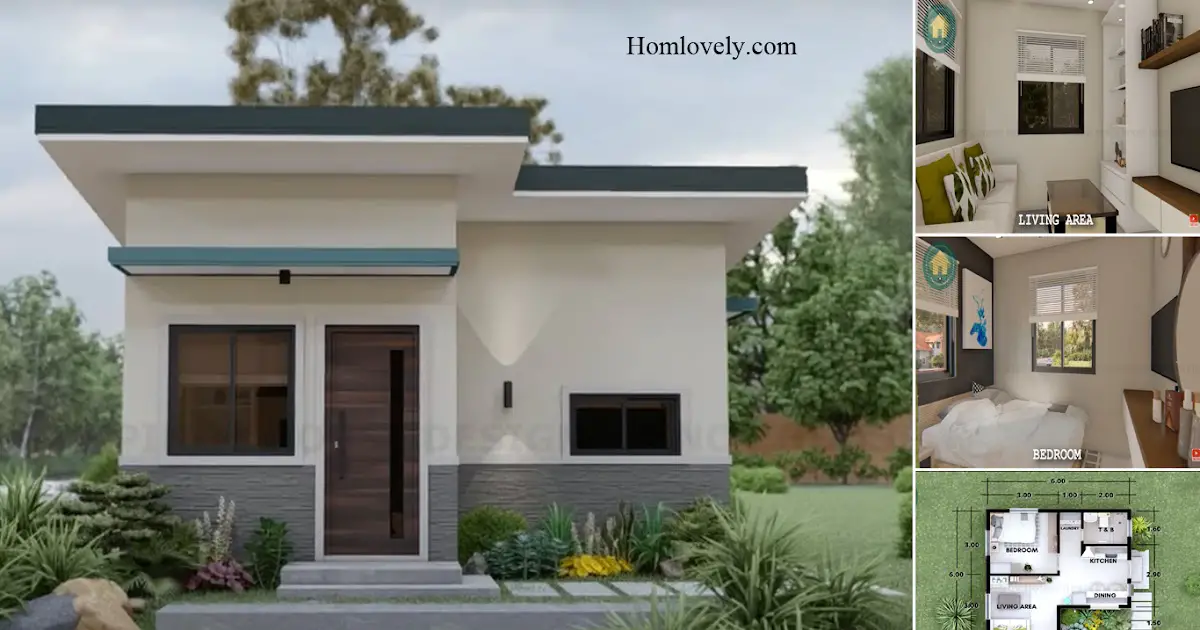 6 x 6 M Simple But Stunning Tiny House Design With One Bedroom ~ Homlovely.com