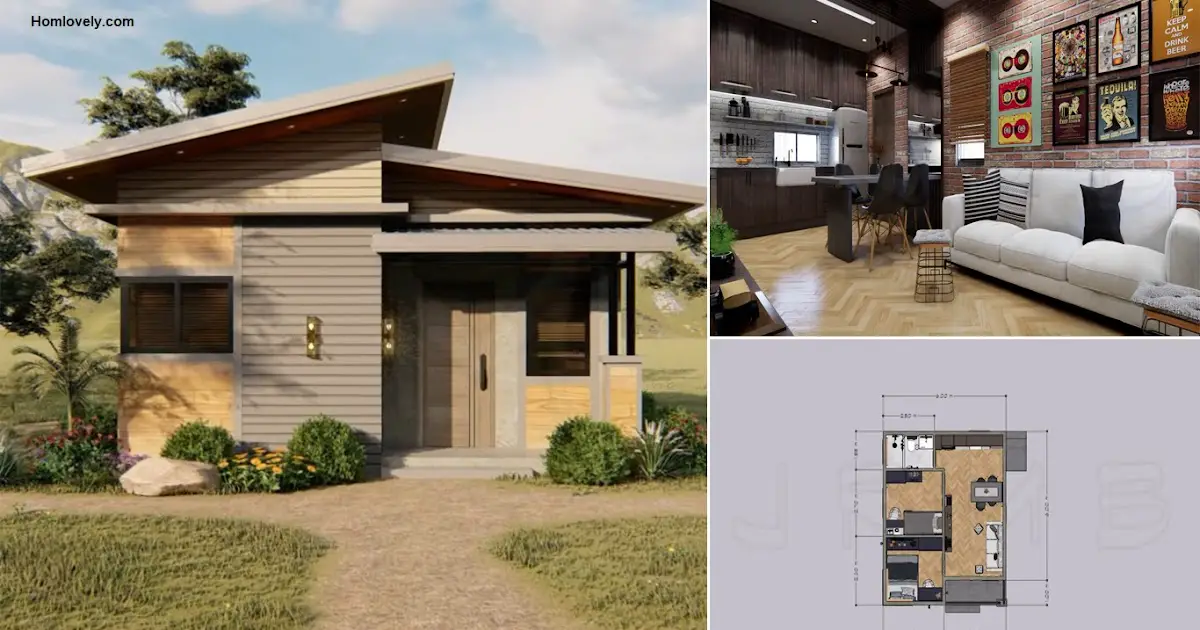 6 x 7 M Minimalist Small House Design with 2 Bedroom ~ Homlovely.com