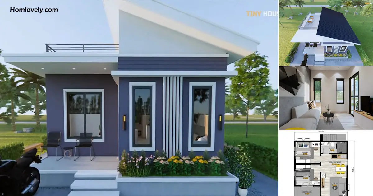 6 x 7 M Small House Design With Roof Deck + 2 Bedroom ~ Homlovely.com