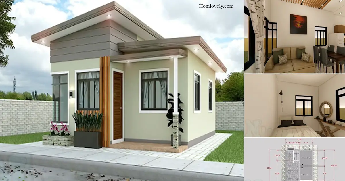 6 x 8 M Modern Small House Design With 2 Bedroom Stylish ~ Homlovely.com