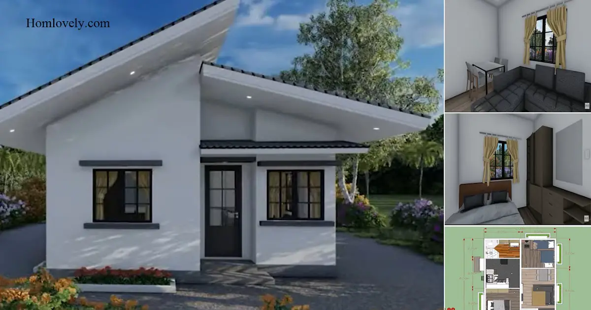 6 x 8 M Simple Small House Design With 2 Bedroom + Floor Plan Details ~ Homlovely.com