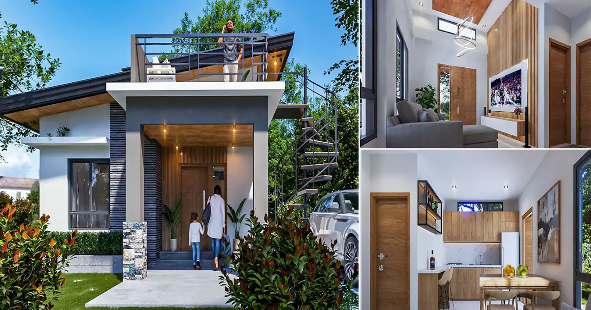 6 x 8 meters Small House Design with Roof Deck ~ Homlovely.com