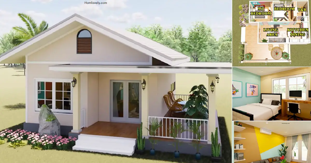 6 x 9 M Stylish House Design with 2 Bedrooms ~ Homlovely.com