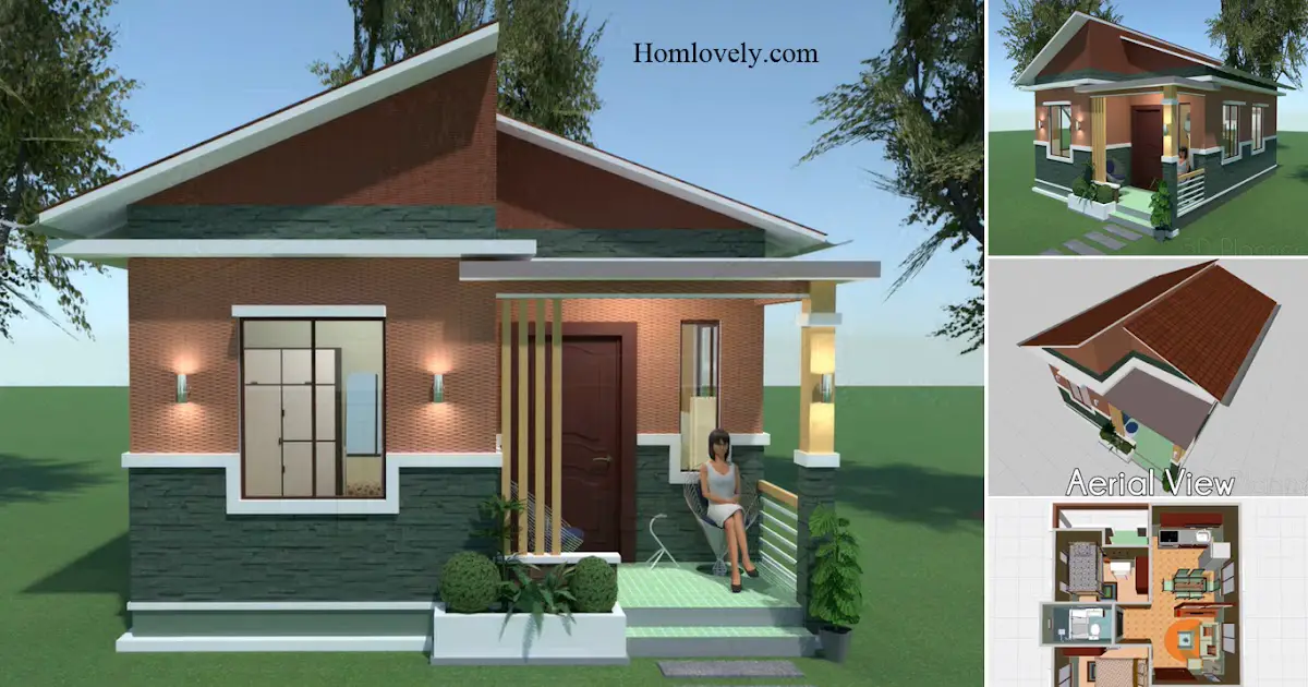 63 SQM Unique Small House Design Idea With 2 Bedroom ~ Homlovely.com