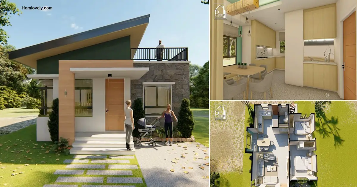 64 Sqm Modern Small House Design with Roof Deck ~ Homlovely.com