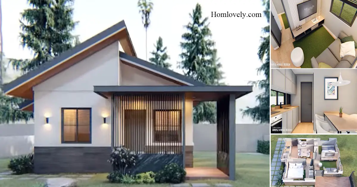 6.5 x 6 M Simple Small House Design With 2 Bedroom + House Plan ~ Homlovely.com