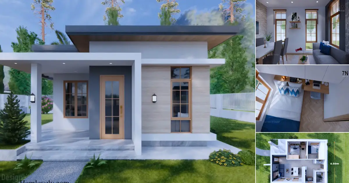 6.5 x 7 M Perfect Small House Design Plan With 2 Bedrooms ~ Homlovely.com