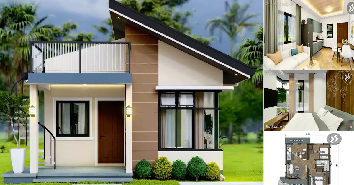 6.5 x 7.5 M Modern Small House Design With 2 Bedroom ~ Homlovely.com