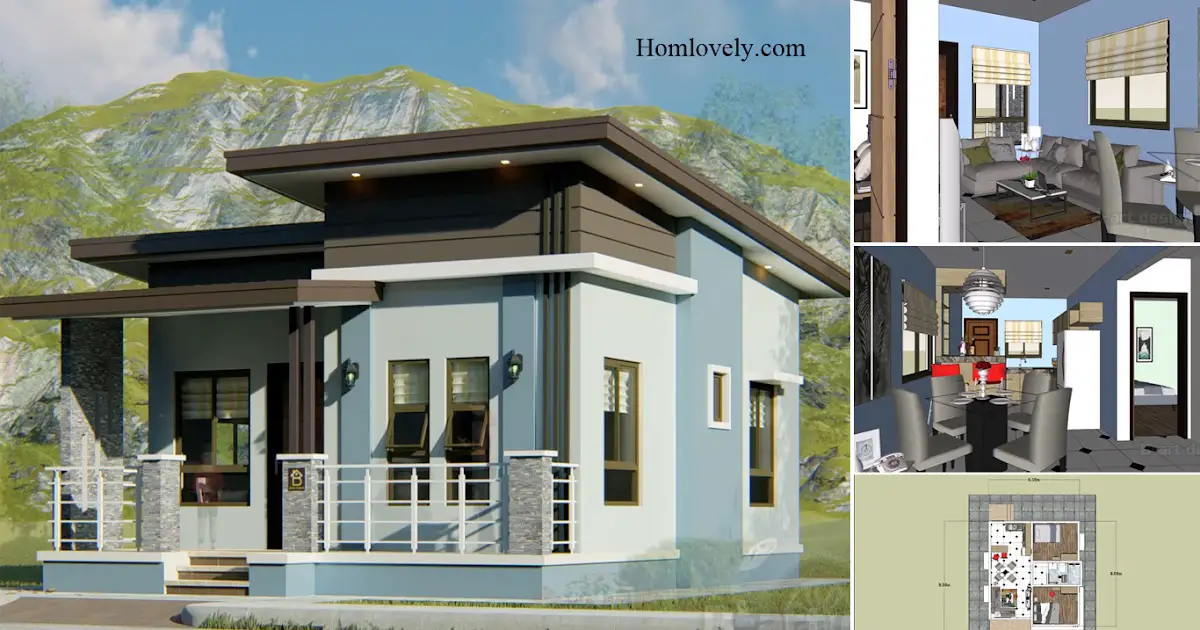 6.5 x 8 M Pretty and Minimalist Small House Design With 2 Bedrooms ~ Homlovely.com
