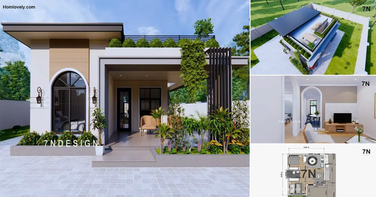 6.5 x 8 m Small House Design with 2 Bedroom + Roof Deck ~ Homlovely.com