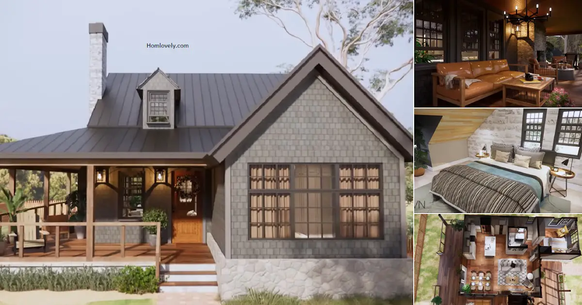 7 x 10 M Perfect House Design with Cozy Porch ~ Homlovely.com