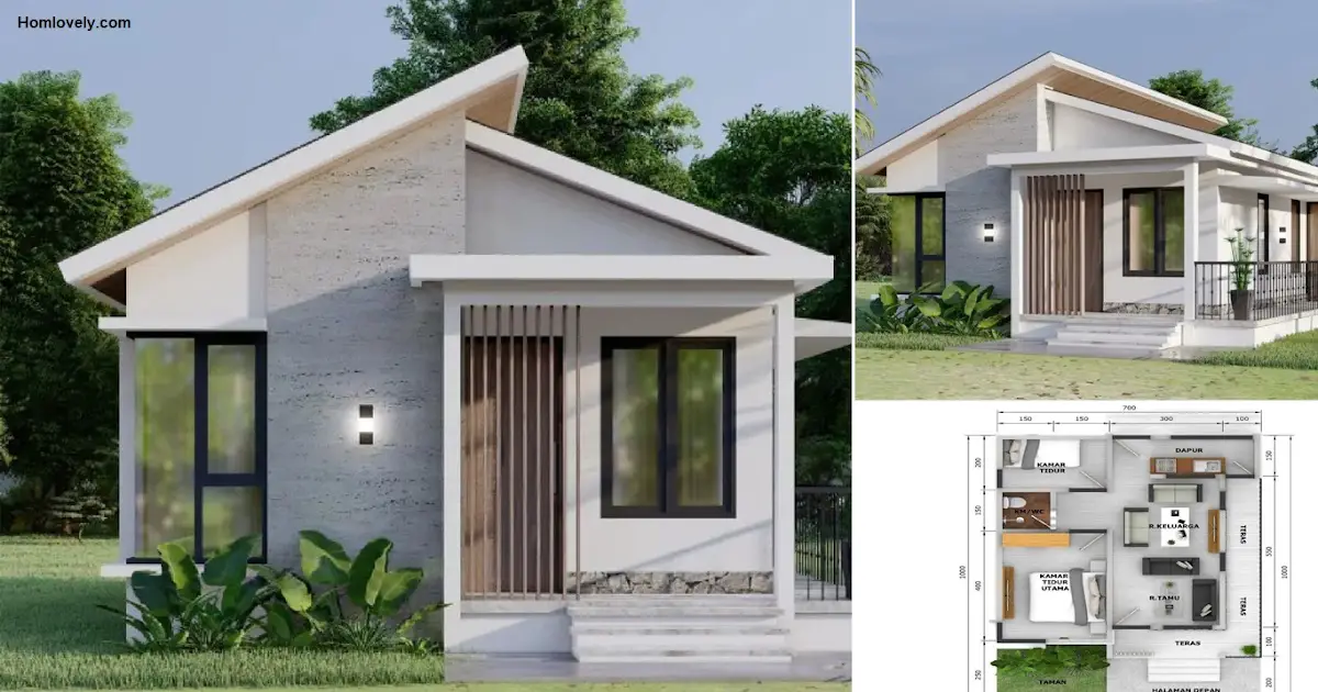 7 x 10 m Minimalist House Design with 2 Bedrooms and Floor Plan ~ Homlovely.com