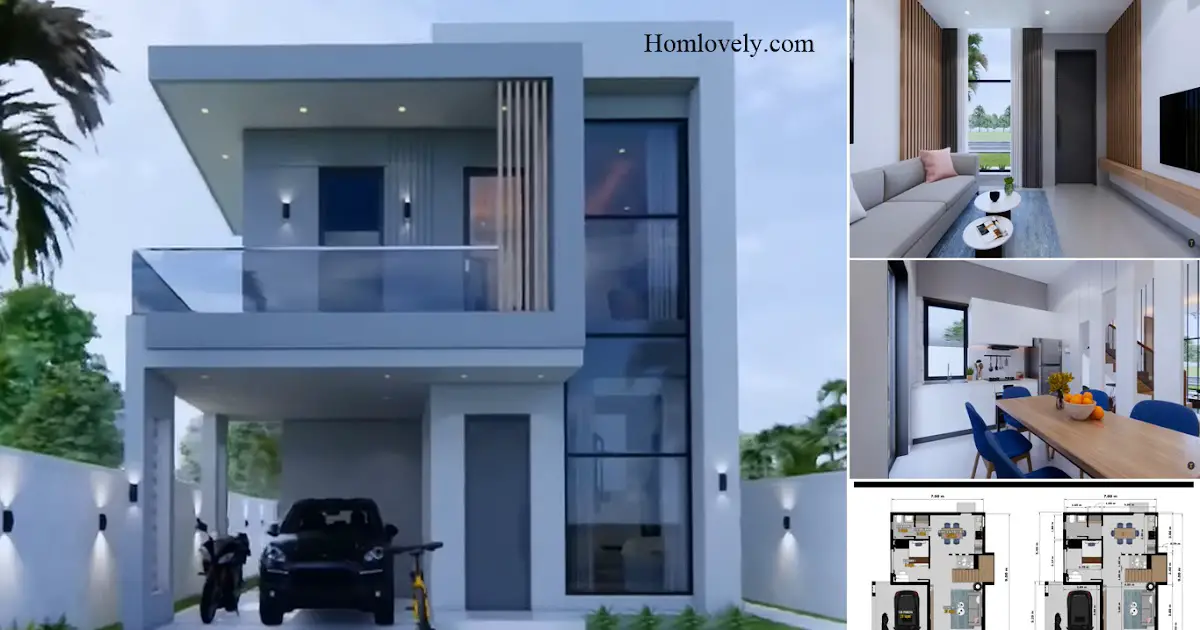 7 x 7 M 2-Storey Modern House Design With 4 BEDROOM ~ Homlovely.com