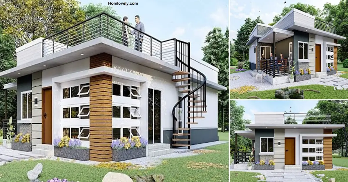 7 x 7 M Unique House Design with Interesting Details (2 Bedroom) ~ Homlovely.com