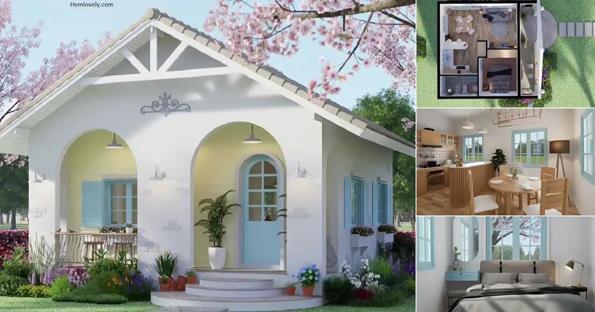 7 x 7.5 Cute Vintage Style House Design for Couple ~ Homlovely.com