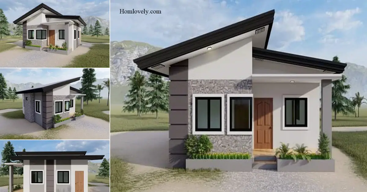 7 x 8 M Simple House Design With Natural Stone