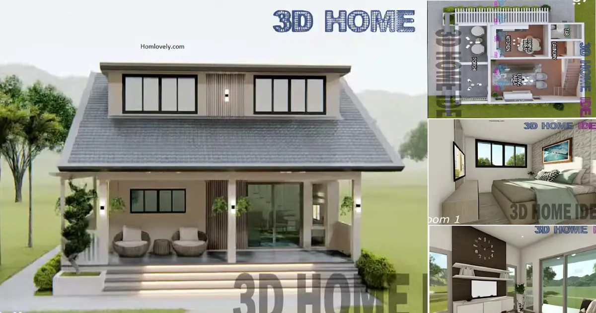 7 x 8 M Small House Design Idea with 3 BEDROOMS ~ Homlovely.com