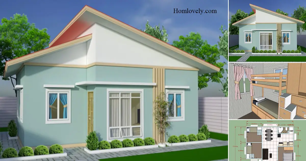 7 x 9 M Sweet House Design With 3 Bedrooms + Floor Plan ~ Homlovely.com
